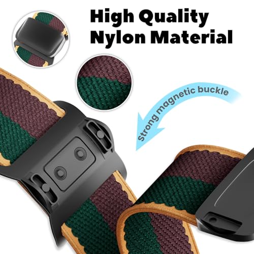 Image of Stretchy Magnetic Buckle Strap Compatible for Apple Watch Band 38mm 40mm 41mm 42mm 44mm 45mm 46mm 49mm Women Men,Nylon Elastic Wristbands for iWatch Series 10 9 8 7 6 SE 5 4 3 2 Ultra Ultra 2