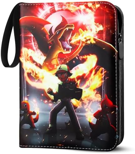 Karten Sammelalbum for Pokemon - 50 Doppelseitig 400 Karten Kapazität Album | Sammelkarten Ordner,4 Taschen/Seite,Wasserdicht,PU-Leder, mit Reißverschluss,perfekt für Sammler