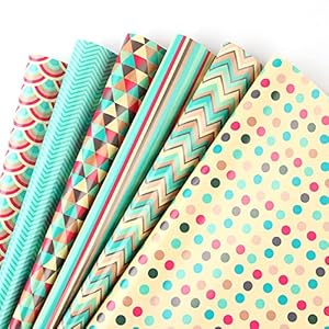 Gadom Gift Wrapping Paper 6 Sheets Folded Birthday Wrapping Paper Set for Girls Kids Adults, Gift Wrap for Wedding, Birthday, Christmas, Baby Shower – 19.7 Inch X 27.5 Inch Per