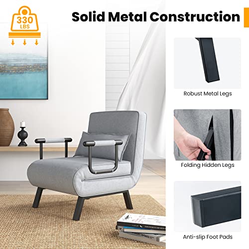 Sillón Convertible Plegable Gris miniatura 6
