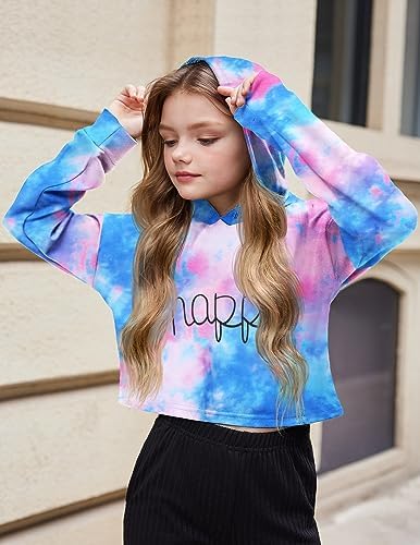 Arshiner Girls Crop Tops Tie-Dye Hoodies Kids Long Sleeve Pullover Sweatshirts 3 51SiTnILfYL. AC