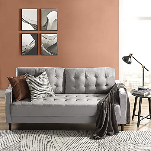 Image of ZINUS Benton Velvet Sofa Couch, Easy, Tool-Free Assembly, Grey Velvet