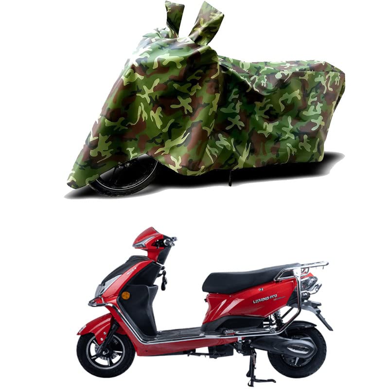 Image of 100% Water Resistant Bike Scooty Two Wheeler Body Cover Compatible for Tunwal Mini Lithino 48V /UV-Rays /Heat Protection /Birds Dropping /Scratchproof /Dust Proof /Waterproof /All [Green MJ]