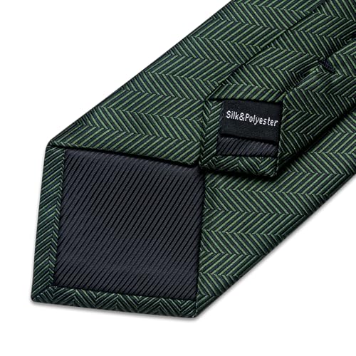 Image of DiBanGu Striped Tie Set for Men Silk Woven Plaid Necktie and Pocket Square Cufflinks Business Wedding