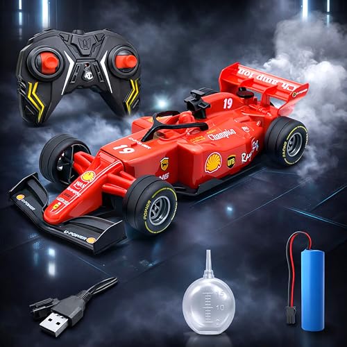 Image of VGRASSP 2.4 Ghz High Speed Racing Remote Control Car Toy for Kids - Misty Smoke and Sound, Formula Style Long Range RC Vehicle - LED Lights Indoor Outdoor Play Gift - Color As Per Stock