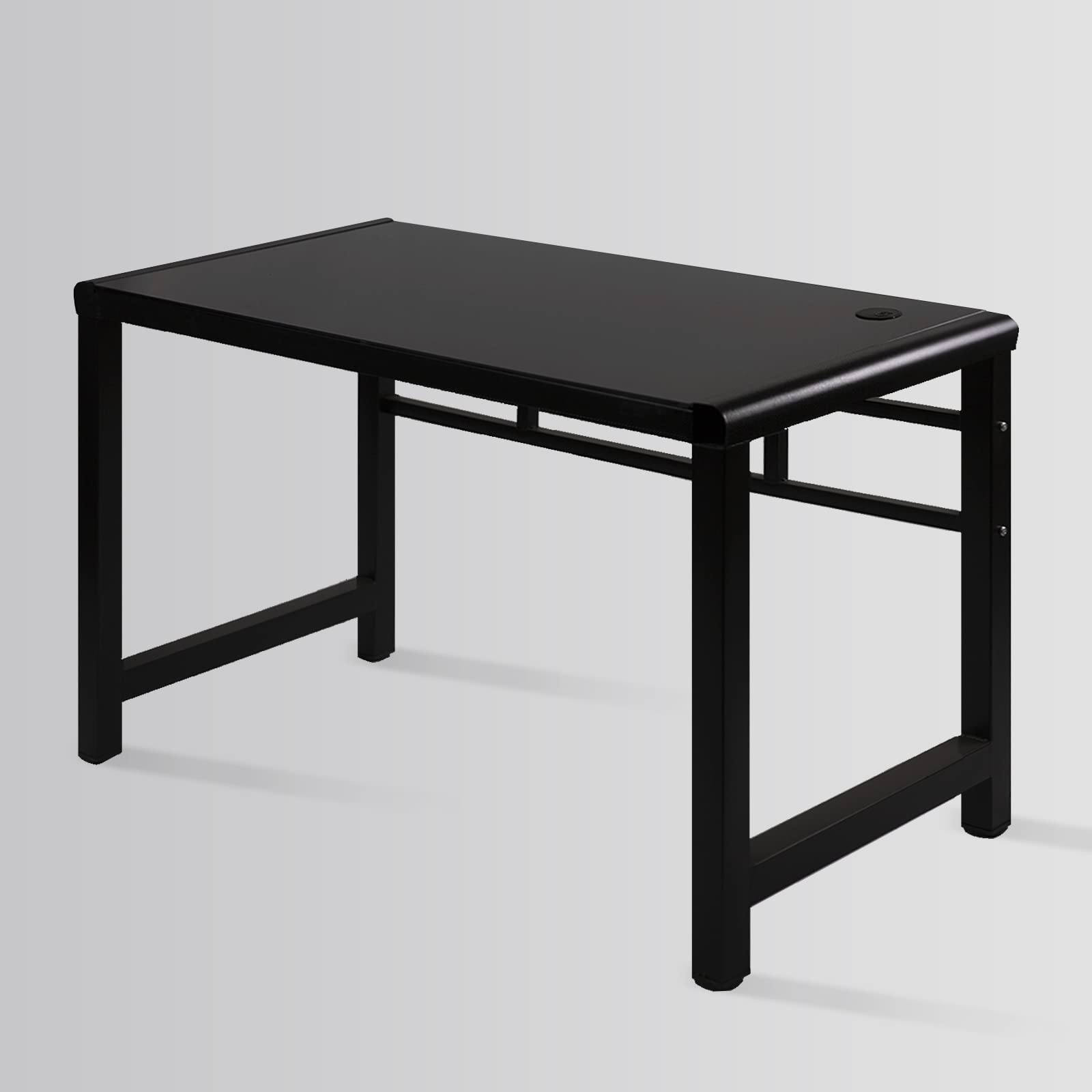 Escritorio profesional con parte superior de vidrio templado, escritorio para computadora de estudio de 47.25 pulgadas, escritorio moderno para oficina en casa, estación de trabajo estable, 9