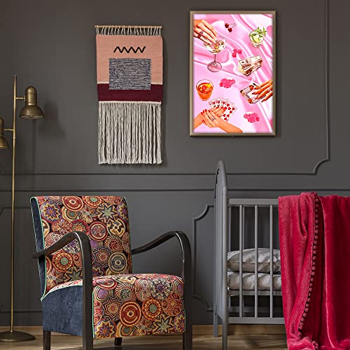 Hemolal Pink Luck Playing Cards Aesthetic Poster Funky Cocktail Dice Canvas Wall Art Vintage Poker Night Prints Painting Funny Casino Gambling Dice Chips Room Decor For Bar 12X16In Unframed #TOP4