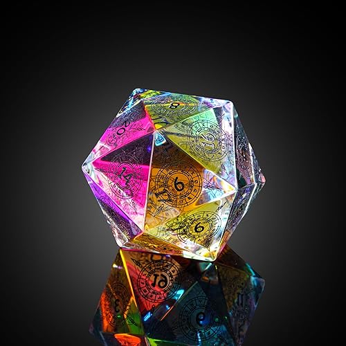 Image of UDIXI 30mm Prism Glass D20 Dice Large 20 Sided DND Dice for Tabletop Games | Premium Gift Box, DM Gift, for Dungeons and Dragons Role Playing Games