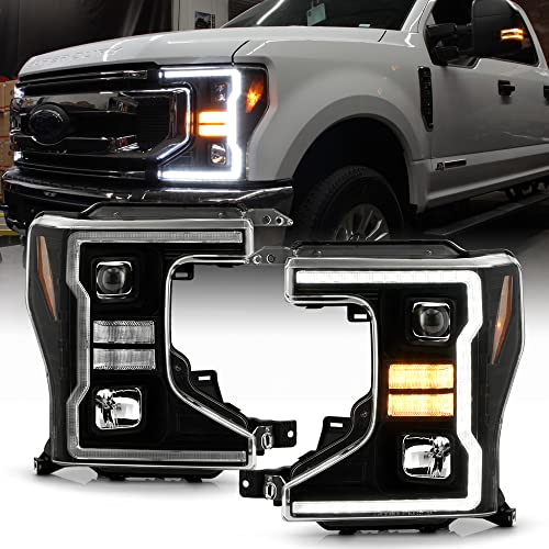ACANII - For [Halogen Upgrade] 2020-2022 Ford F250 F350 Superduty LED Tube w/Sequential Signal LED Projector Headlights