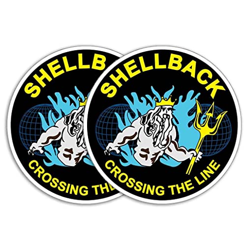 US Navy Shellback Crossing The Line Neptune Circle Decal/Bumper Sticker Quantity of (2)