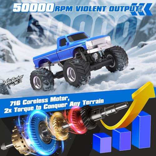 Image of [4WD Edition 1 /36 Scale Mini RC Crawler Car, Toys for Age 8-14 Old Birthday Gifts, Micro RC Truck 4x4 Small Cars with Off Road Full Proportional RTR 2.4GHz Remote - Blue
