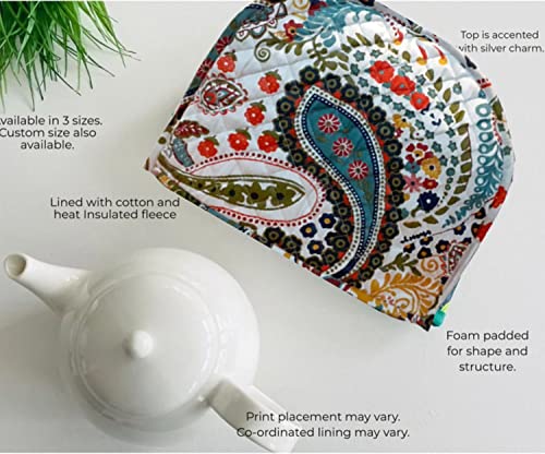 Image of Cotton Tea Cozy Decorative Insulated Tea Cosy Teapot Cozies Dust Cover to Keep Tea Warm, Kitchen Home Decro for Mom, Wife, Friends (White)