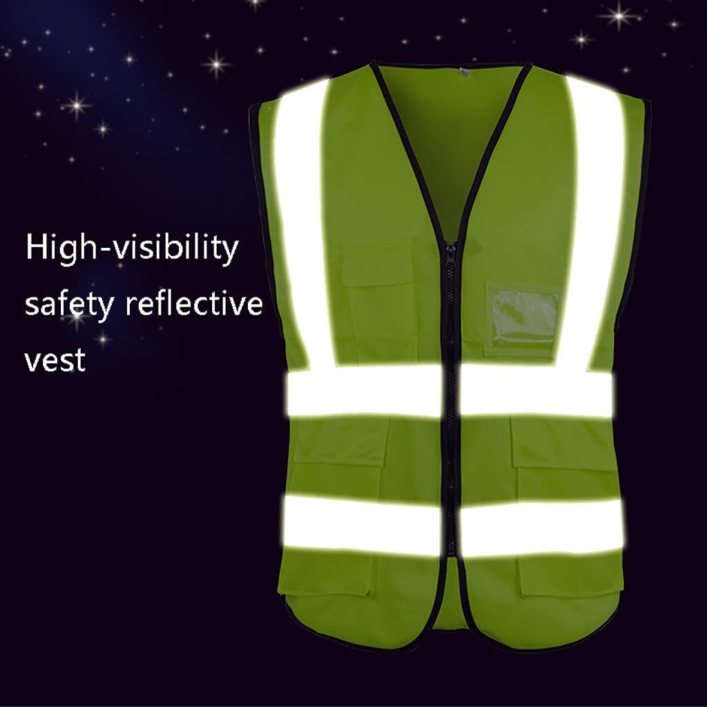 Chalecos de Seguridad Ligeros y Transpirables con Cremallera y Bolsillo Chalecos Reflectantes de tráfico Nocturno de Alta Visibilidad para Mujeres y Hombres