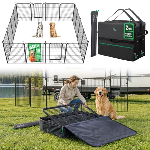 Image of FXW Rollick Dog Playpen with Storage Bags, 40 inch H, 16 Panels