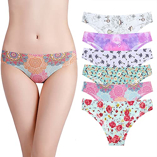 Kfnire Mutande Donna (Pacco da 6) Morbide Elasticizzate Invisibile Slip Donna Vita Media Senza Cuciture Traspirante Confortevole Intimo Culotte Donna Panties