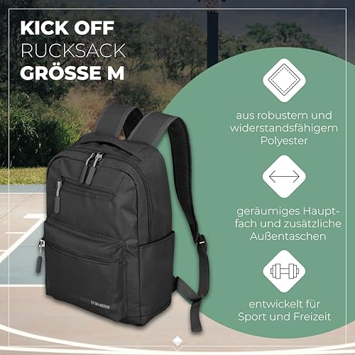 Travelite Handgepäck Rucksack mit gepoltertem Laptopfach, Laptop Rucksack 13 Zoll, KICK OFF, Tagesrucksack für Urlaub und Sport, 40 cm, 17 Liter
