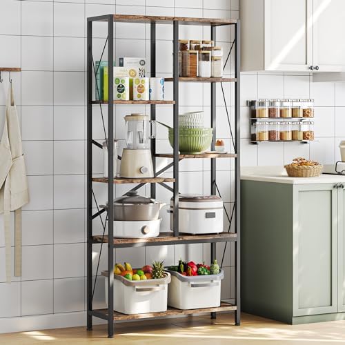 Amazon.com: Takywep Industrial Split-Level Tall Bookcase, Vintage Metal ...