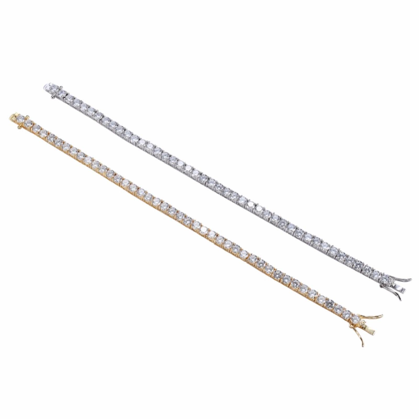 CMBSSTFC Messing-Tennis-Armband, CZ, Bling Bling, 1-reihiges Zirkonia-Armband für Damen und Herren, Iced Out-Schmuck