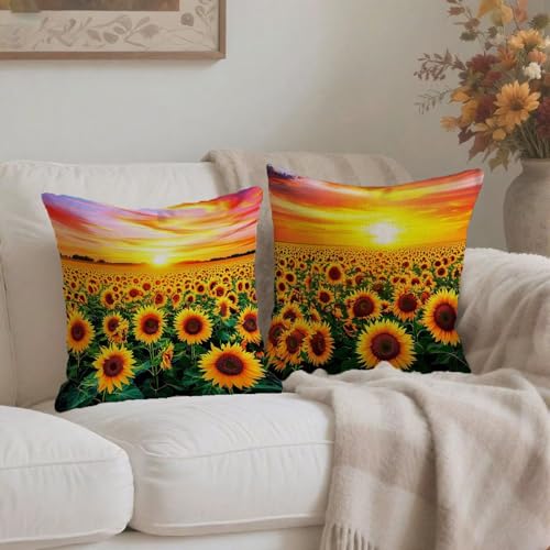 Housses de coussin avec fermeture éclair invisible tournesol imperméable
