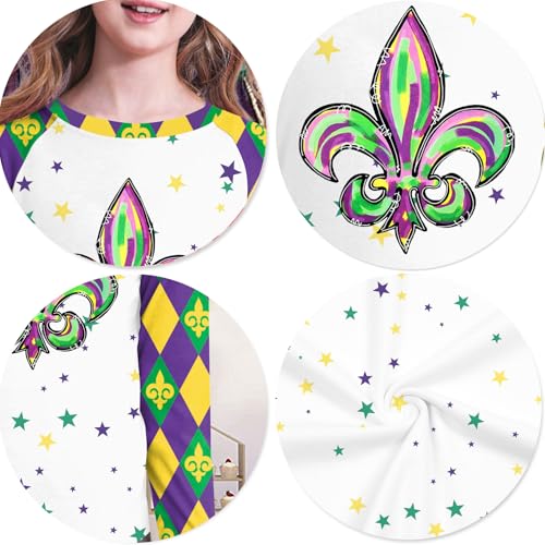 Image of Mardi Gras Shirt for Kids: Toddler Boys Girls Mardi Gras Long Sleeve Happy Carnival Outfits Mask Graphic Tee 4-12 Years