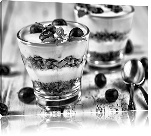 Pixxprint Leckerer Nachtisch als Leinwandbild/Größe: 60x40 / Wandbild/Kunstdruck/fertig bespannt