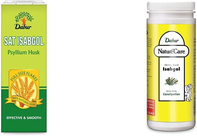 Dabur Sat Isabgol - Effective Relief from Constipation - 200 g & Dabur Nature Care Isabgol - 375 g