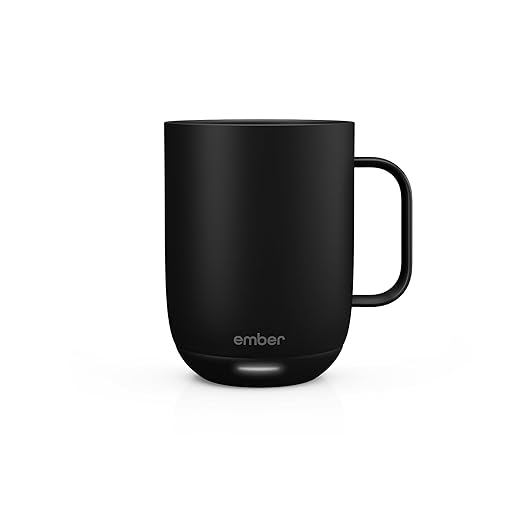 Ember Smart Mug 2 con regolazione della temperatura - 414 ml, controllabile tramite app, ricaricabile, con display LED intelligente, batteria da 80 minuti e design migliorato, colore nero