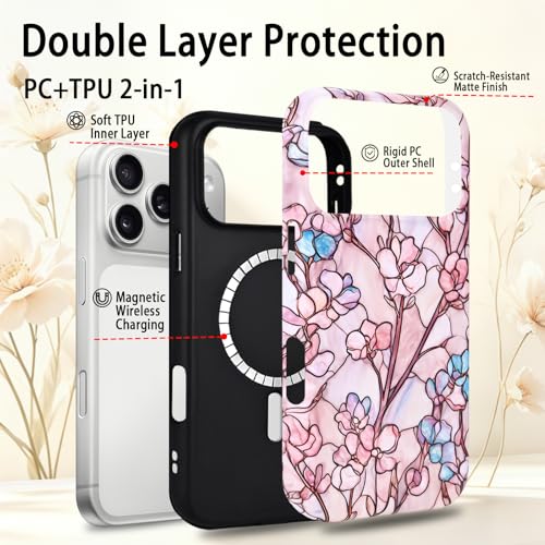 Coque iPhone 17 Pro Max esthétique motif verre teinté compatible MagSafe fleur mate - 3