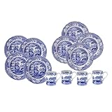 Spode Blue Italian 12 Piece Dinnerware Set - Earthenware Plates & Mugs Featuring Italian Countryside Scenes - Microwave Safe Tableware Set for 4 - Dishwasher & Oven Safe Dining Set
