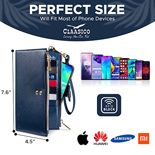 Women’s RFID Wristlet Wallet & Phone Holder | Multi Credit Card Bifold Organizer w/Zipper Pockets & Sweetly Packed in Gift Box2