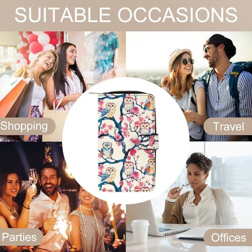 Colorful Owl Cherry Unisex Wallet Cute Elegant Long Slim Card Holder Case Minimalist Coin Purse Clutch Wallets 5