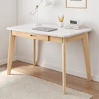 IOTXY Escrivaninha de madeira maciça – Mesa de trabalho para escritório em casa com gaveta, 80 cm de largura para computador laptop mesa de estudo em branco