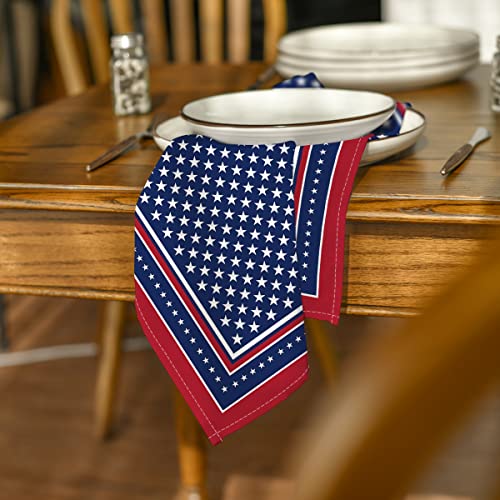 Horaldaily 4Th Of July Cloth Napkins 18 X 18 Inch, Patriotic Memorial Day Independence Day American Flag Party Dinner Decoration Washable Napkins Set Of 4 #TOP4