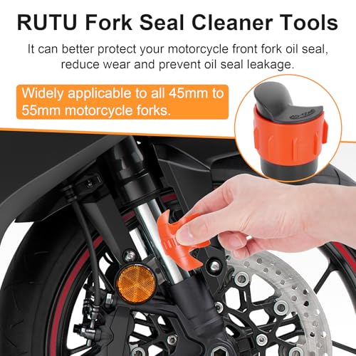 Image of RUTU Motorcycle Fork Seal Saver Cleaner Front Fork Seal Clean Tool Shock Repairing Absorber Tool 45mm-55mm 2pack Orange