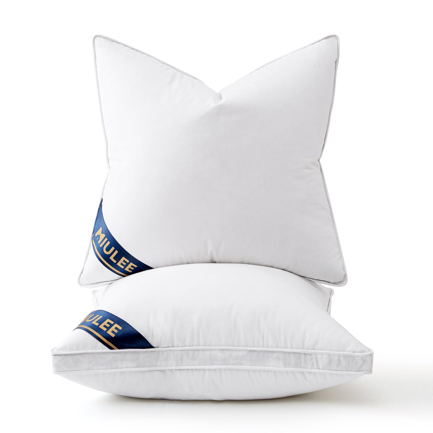 MIULEE 22x22 Feather Down Pillow Inserts with Gusset Bed Pillows,Set of 2 Luxury Fluffy Decorative Throw Pillows for Couch Sofa