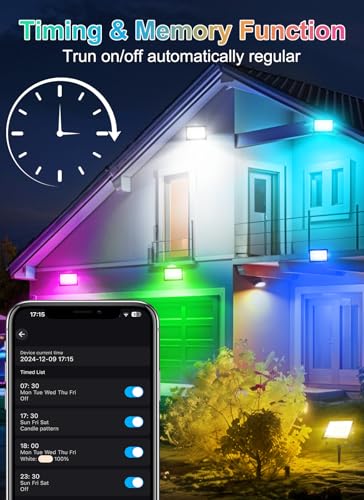 Image of T-SUN LED Flood Lights Outdoor 60W, 600W Equivalent 6000LM Color Changing Landscape Light with APP Control, Waterproof Floodlights with 2700K & 16 Million Colors, Timing, Music Sync, US Plug(6 Pack)