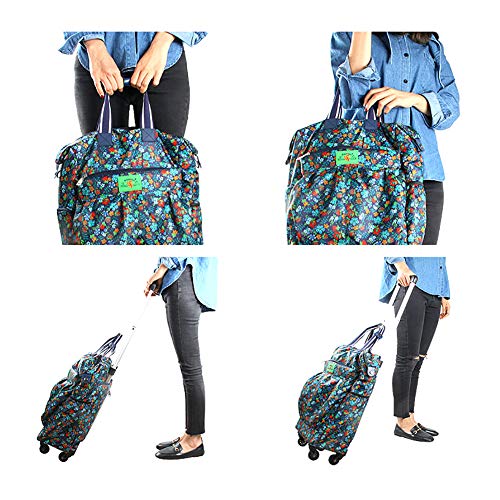 SODKK Einkaufswagen mit 4 Räder Rollen, 25L Einkaufstrolley mit Einkaufstasche & verstellbare Handgriffe, Großer Regenfeste Stabiler Handwagen, Gestell aus Aluminium Schwarz – Bild 7