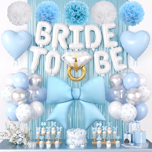 Image of Blue Bachelorette Party Decorations,White Bride To Be Bridal Shower Balloon
