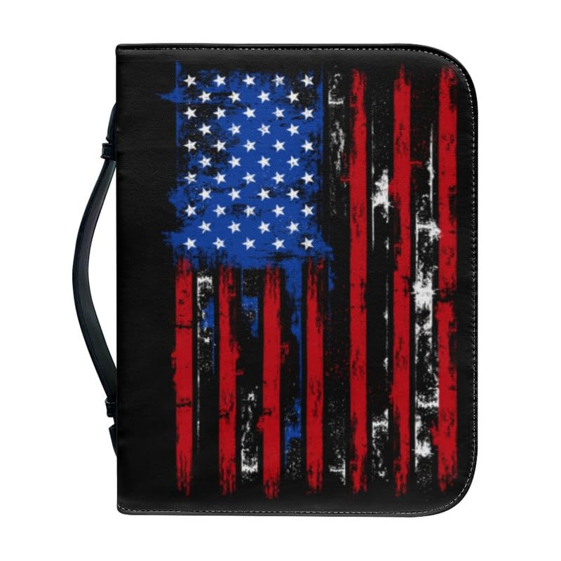 Garronmavis Retro Splashing American Flag Bible Cover for Men US Flags Bible Case Books Tote July 4th Bible Books Bags - XL — image 1