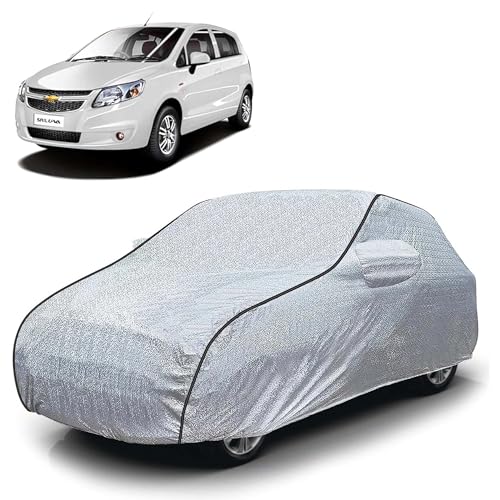 Image of Sulfar 100% Waterproof Car Body Cover Compatible with Mirror for Chevrolet UVA (Triple Stitched, Full Bottom Elastic, Magic Silver with Black Piping)