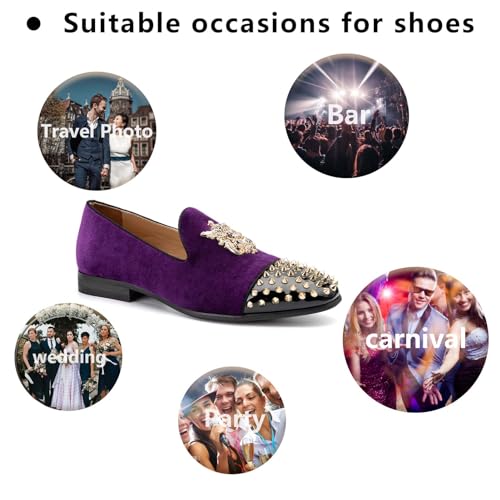 Image of Meijiana Mens Velvet Loafers Dress Shoes with Metal Embellishments Party Luxury Loafer Shoes