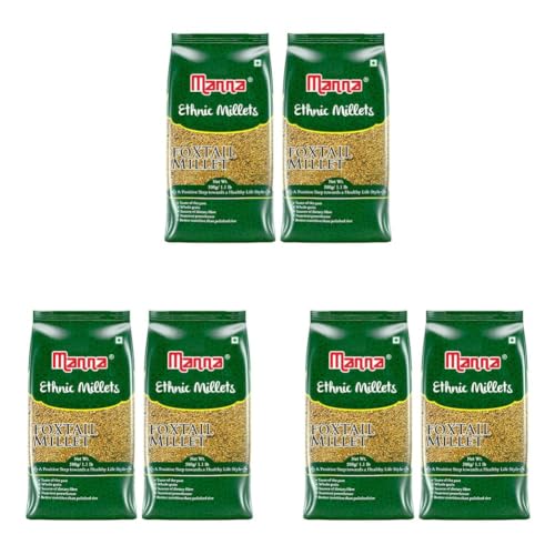 Image of Manna Foxtail Millet 1kg unpolished Natural Grains Kaon /Kang /Kangni /Kakum /Navani /korralu /Korra /Thinai Native Low GI Millet Rice High Protein & More Fibre than white rice 500g (Pack of 6)