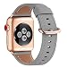 WFEAGL Compatible iWatch Band 40mm 38mm,Top Grain Leather Band with Rose Gold Adapter(the Same as Series 5/4/3 with Gold Aluminum Case in Color)for iWatch Series 5 /4/3/2/1(Gray Band+RoseGold Adapter)