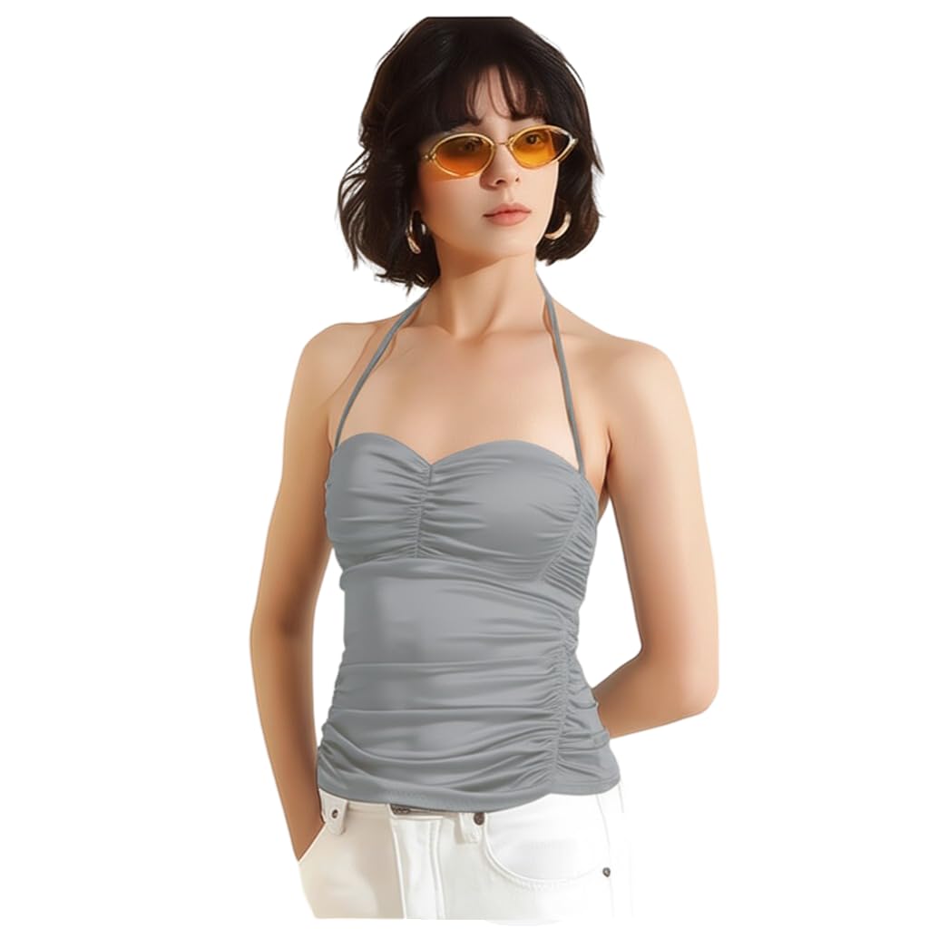 bedazzle Chic and Trendy Satin Halter top-picture-36