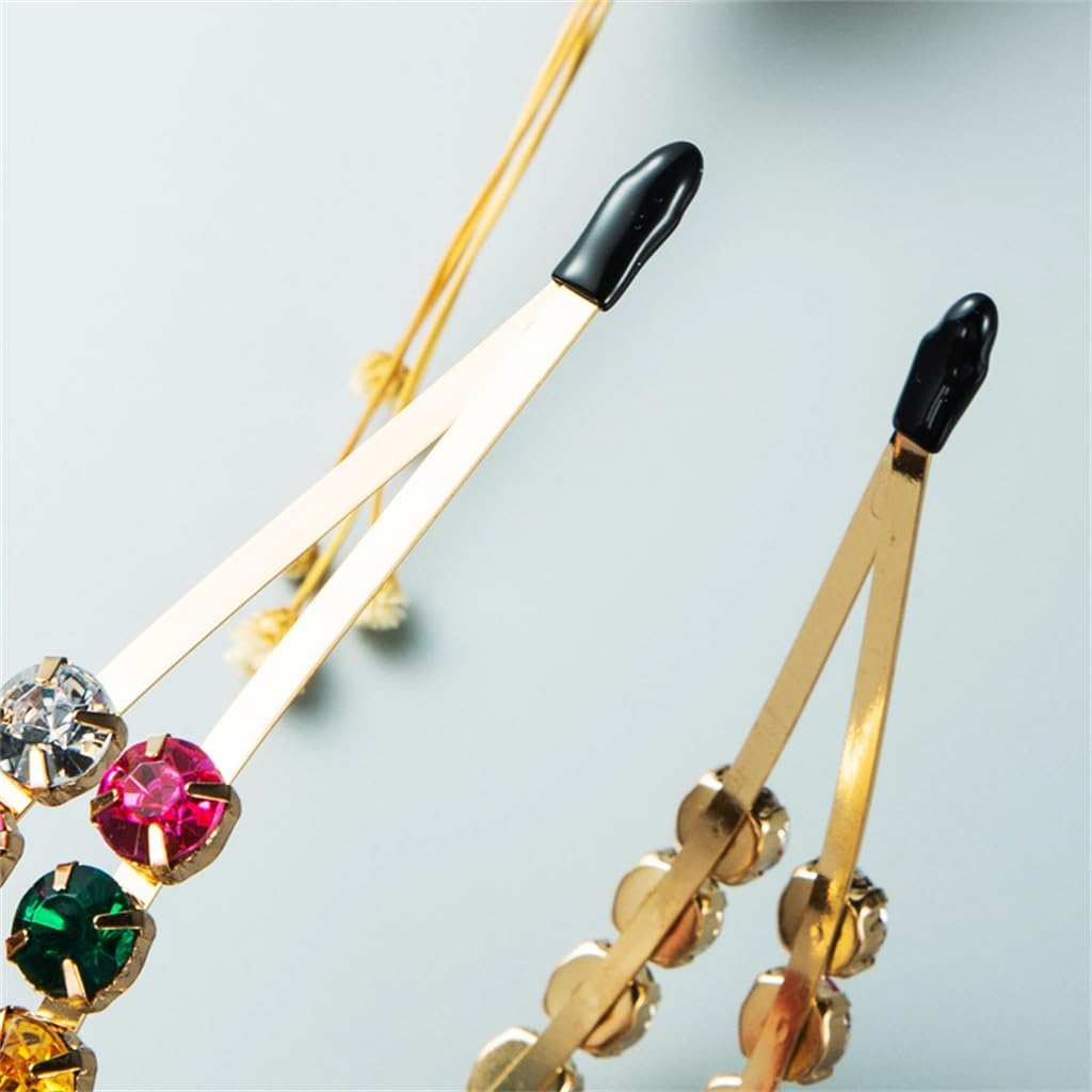 FMURY - Fasce per capelli da donna, in metallo colorato, con strass colorati