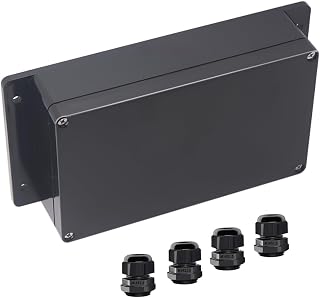 Junction Box IP65 Waterproof ABS Plastic Electrical Project Case Power Junction Boxes, Project Box with Fixed Ear Black 7.87x4.72x2.2 inch (200 x 120 x56 mm)