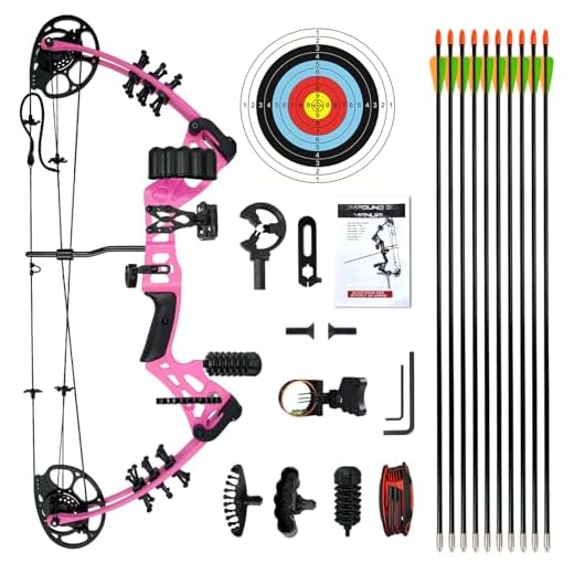 WUXLISTY Youth Compound Bow Set 15-45 Lbs for Teens and Beginner, Package with Archery Hunting Equipment, 5 Pin Sight, Max Speed 320fps, Adjustable, Right Hand, Pink