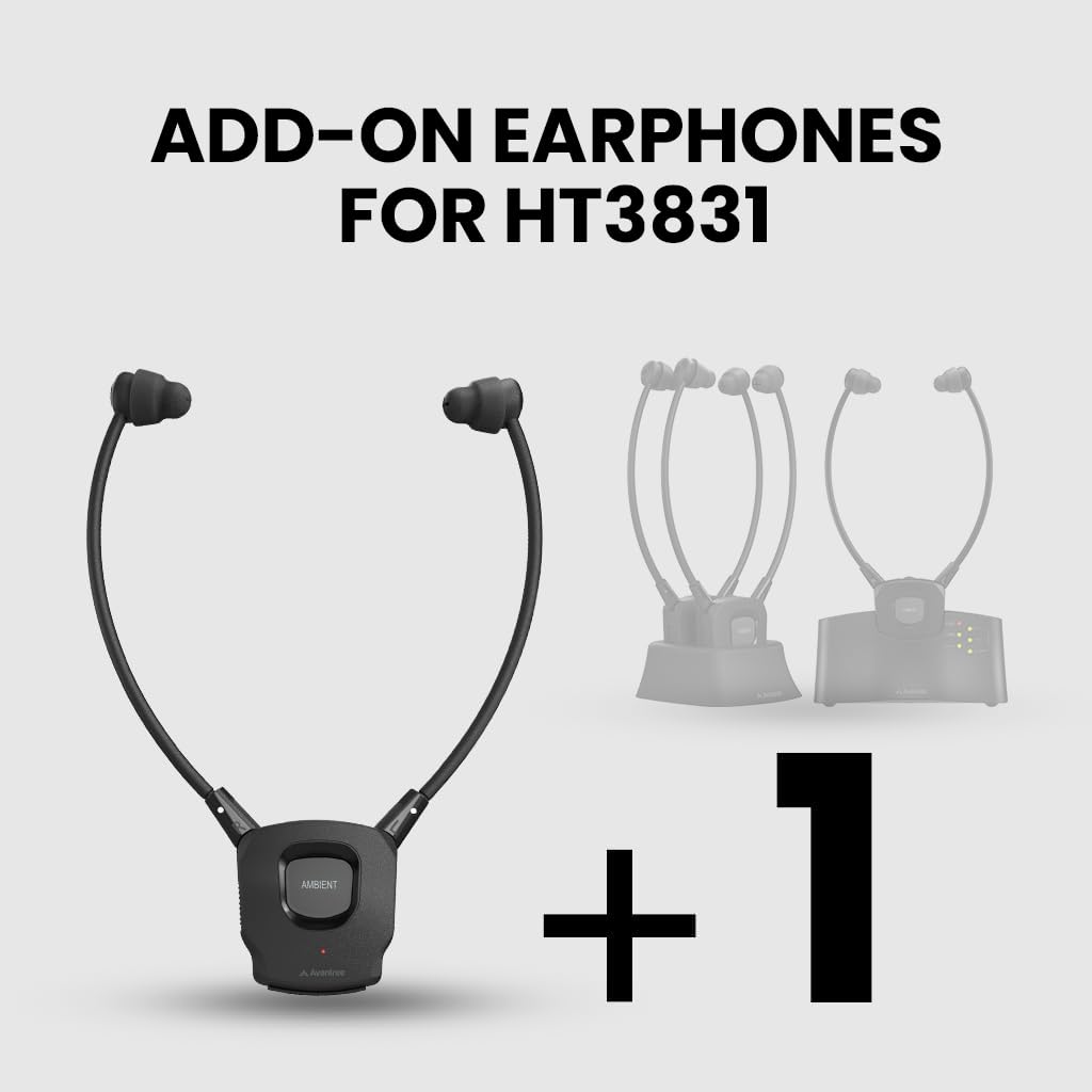 Avantree HT3831 [4 Coppie] – Cuffie TV Wireless per Anziani con Trasmettitore e Set di Dock di Ricarica