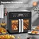 Heißluftfritteuse 23L Dual Zone - XXL Airfryer mit French Door | Heissluftfritteuse Ofen mit Doppelkammer, 15 Programme, 2200W, 12 Zubehör, Herausnehmbarem Trenner für Kochraum, 50-200℃