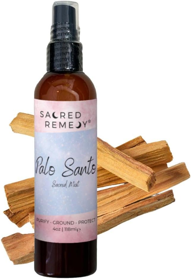 Palo Santo Sacred Mist Smudge Spray (4 Fl Oz / 114ml) Remove Negative Energy & Cleanse your Mind, Body, Soul, Spirit, & Home! Smokeless Reiki Charged Protection & Cleansing Spritz.